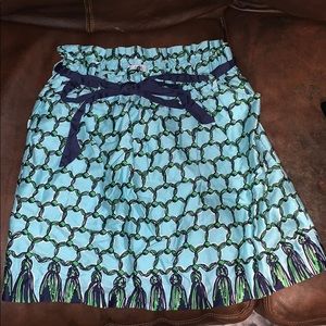 Lilly Pulitzer Blue Green Tassel Print Skirt